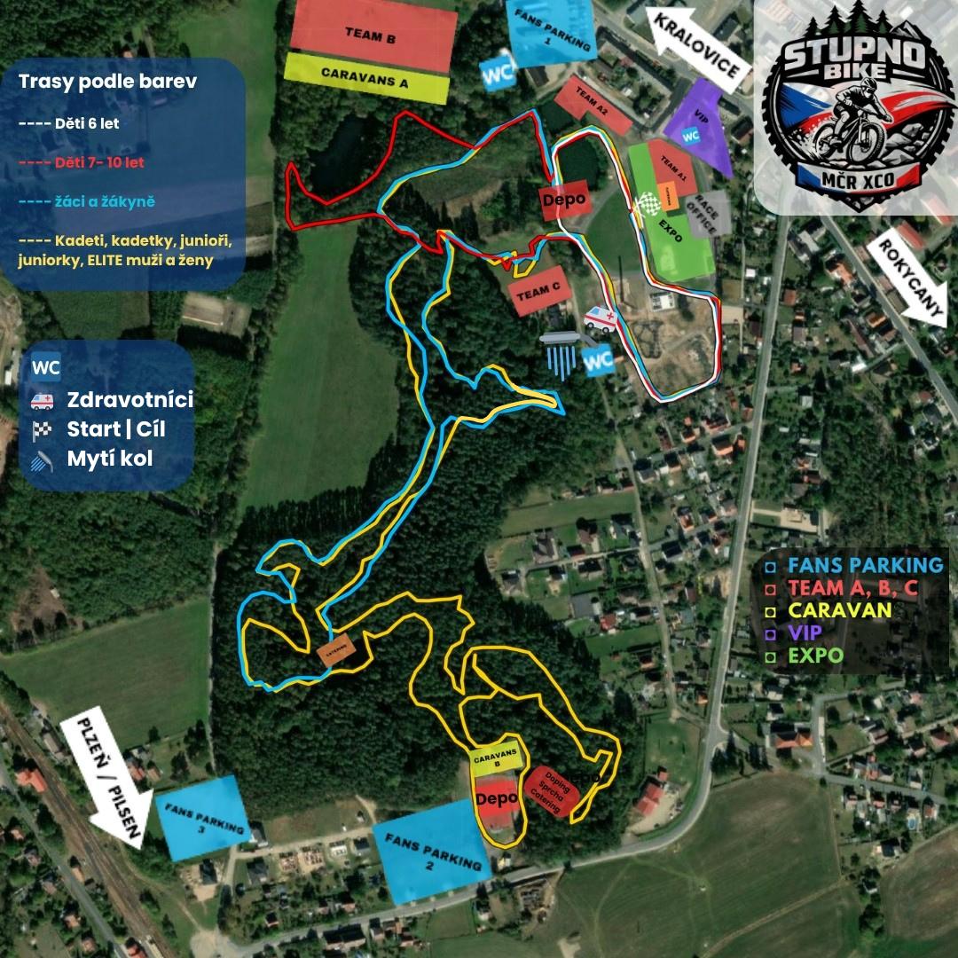 Mapa závodních okruhů Stupno XC — plné rozlišení